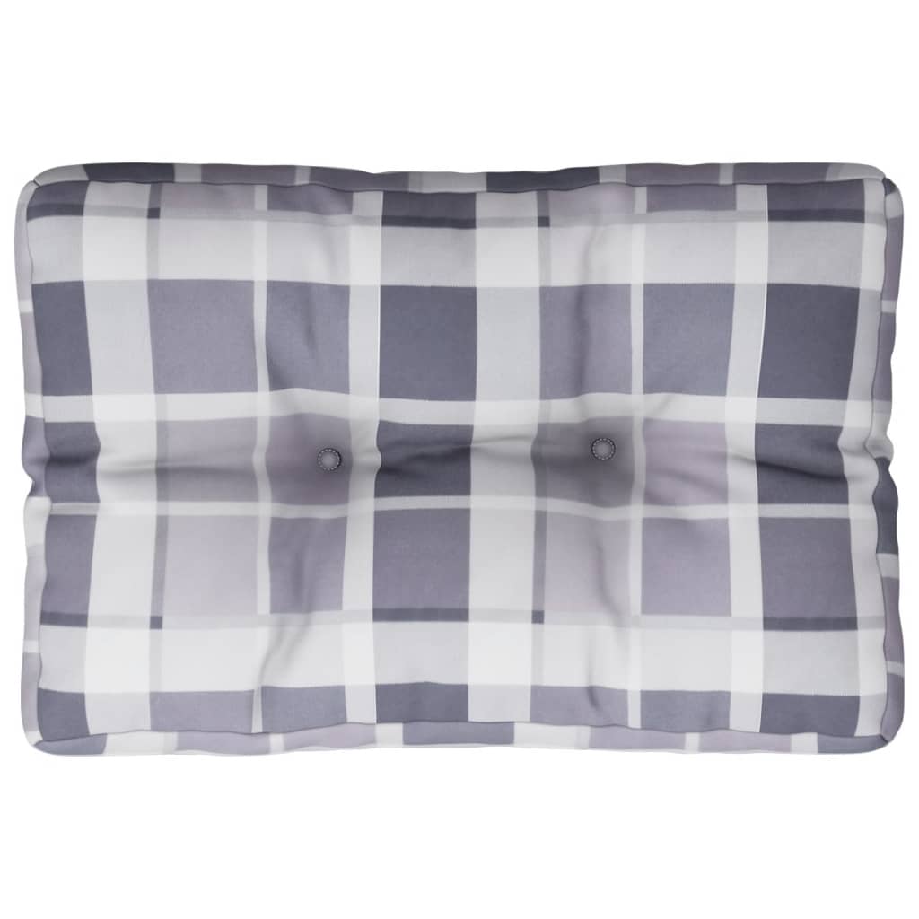 Coussin de palette gris à carreaux 60x40x12 cm Tissu