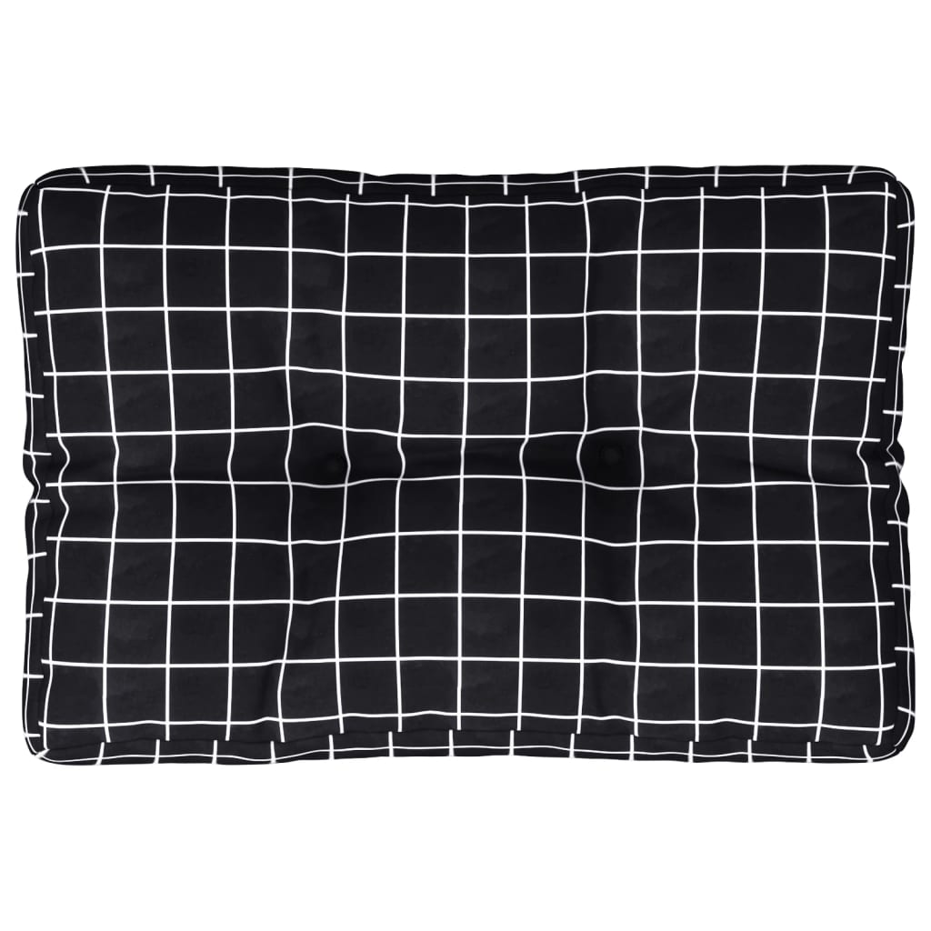 Pallet Cushion Black Plaid 60x40x12 cm Fabric