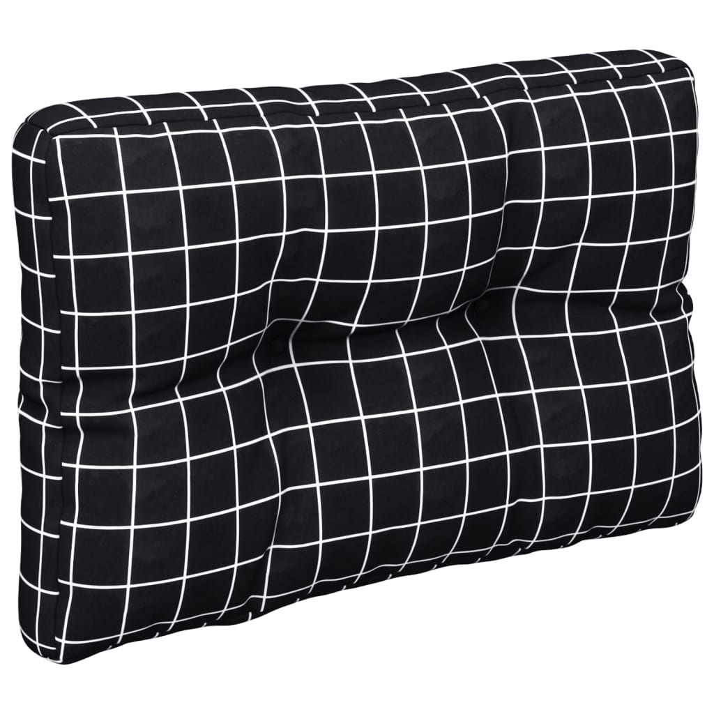 Pallet Cushion Black Plaid 60x40x12 cm Fabric