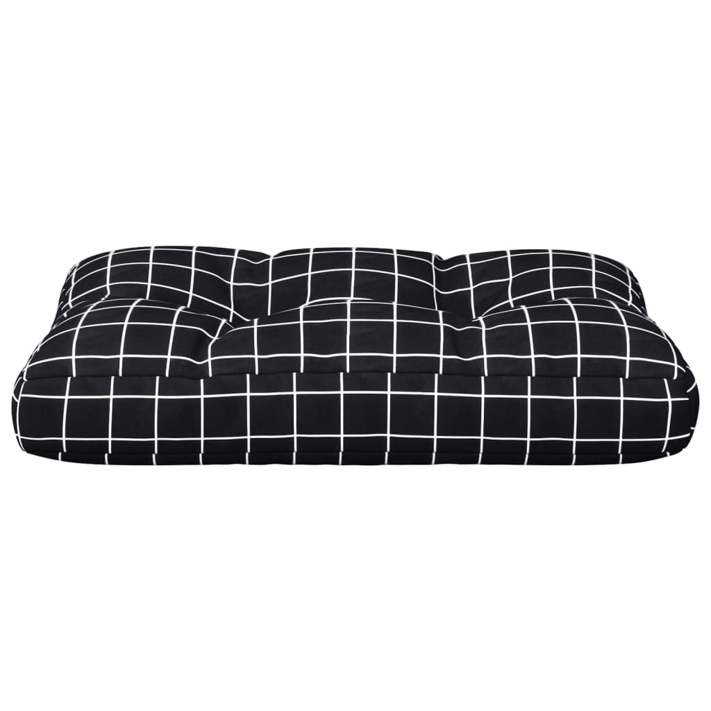 Pallet Cushion Black Plaid 60x40x12 cm Fabric