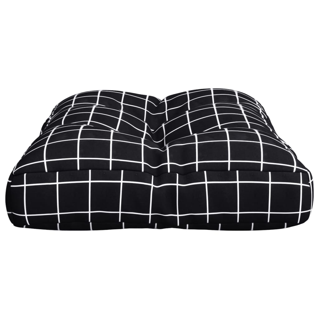 Pallet Cushion Black Plaid 60x40x12 cm Fabric