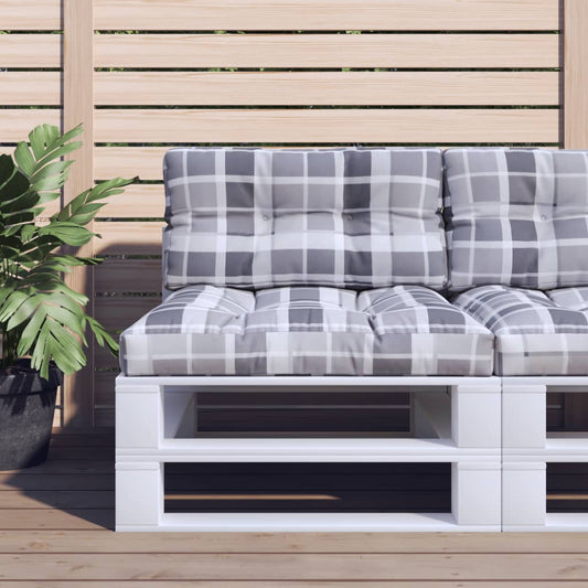 Palettenkissen Grau Karomuster 80x40x12 cm Stoff