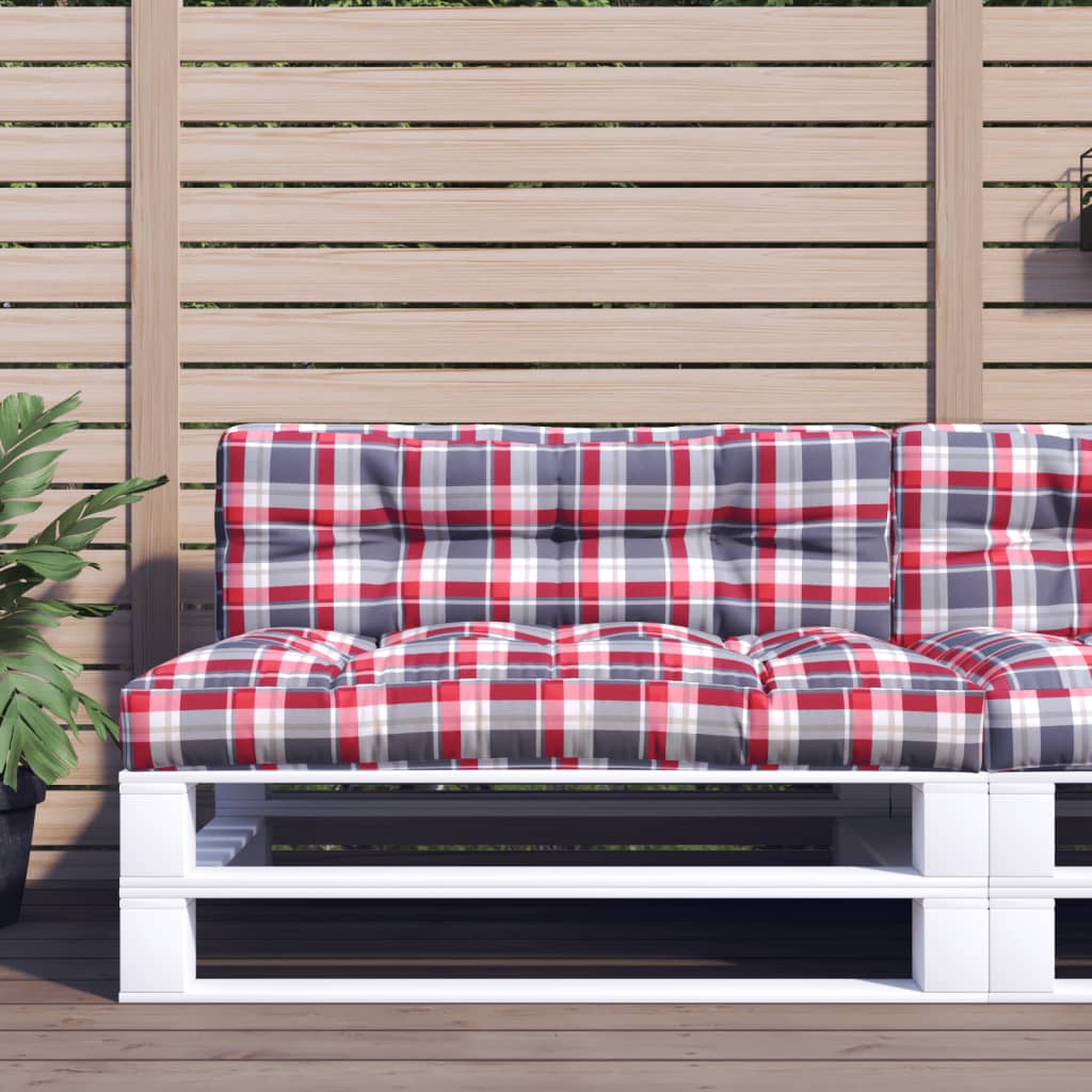 Coussin de palette Rouge à carreaux 120x40x12 cm Tissu