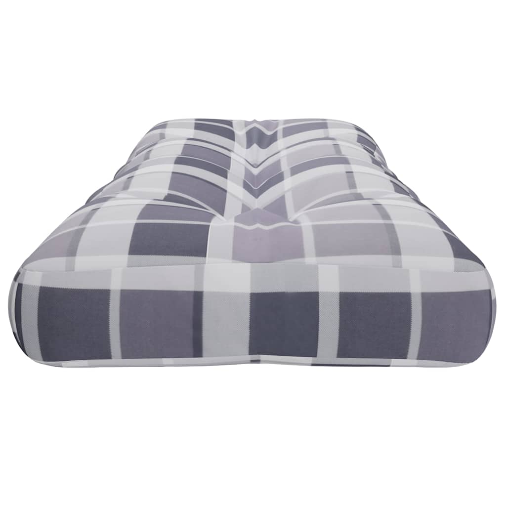 Palettenkissen Grau Karomuster 120x40x12 cm Stoff