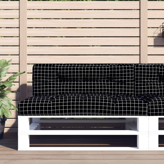 Pallet Cushion Black Plaid 120x40x12 cm Fabric