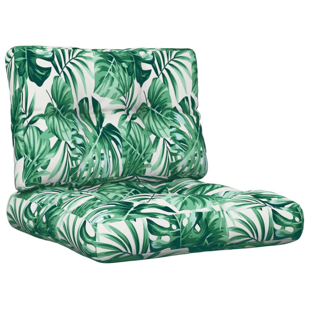 2-piece pallet cushion with leaf pattern fabric