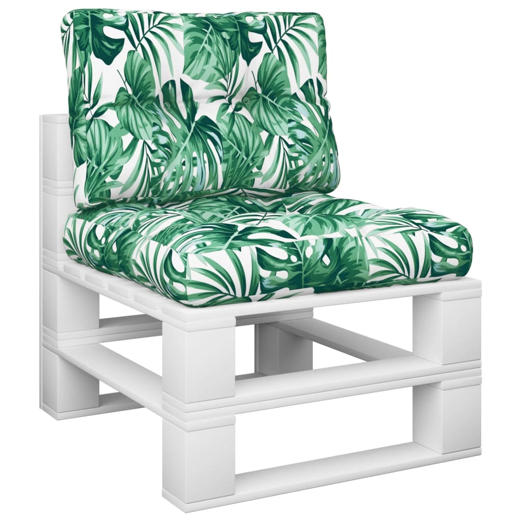 2-piece pallet cushion with leaf pattern fabric