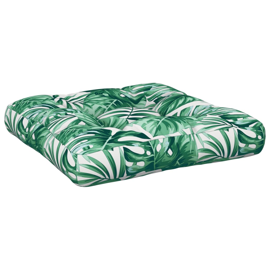2-piece pallet cushion with leaf pattern fabric