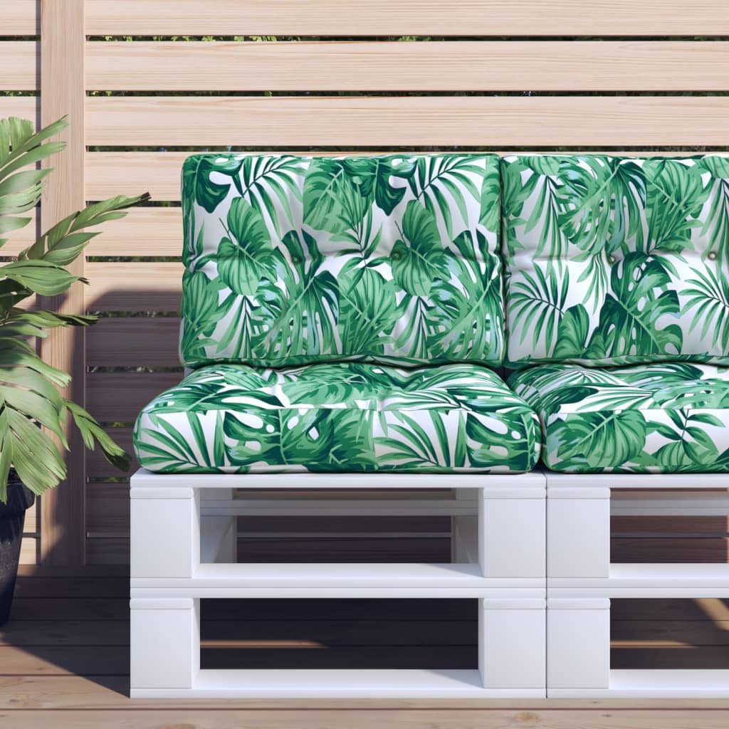 2-piece pallet cushion with leaf pattern fabric