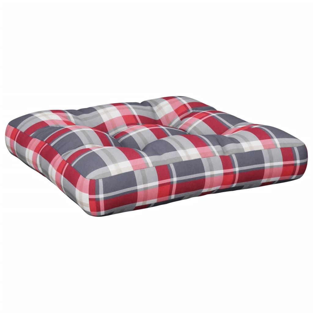 Coussin de palette 2 pièces, rouge à carreaux, tissu