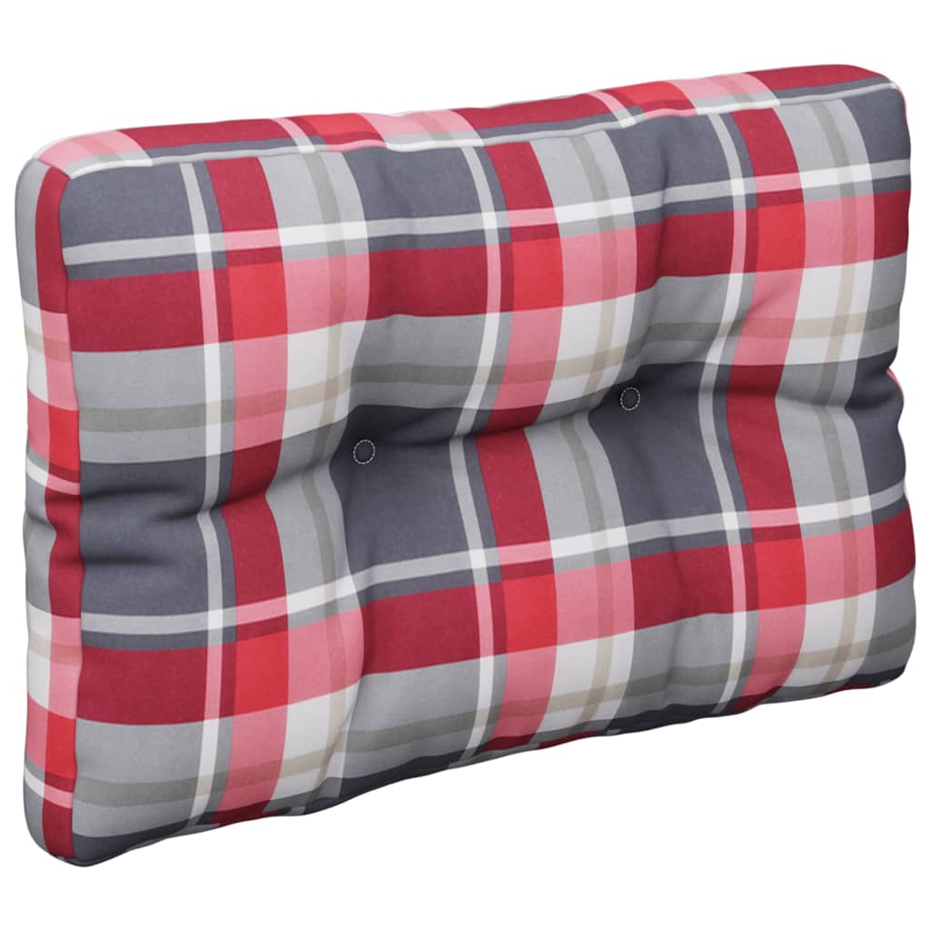 Coussin de palette 2 pièces, rouge à carreaux, tissu