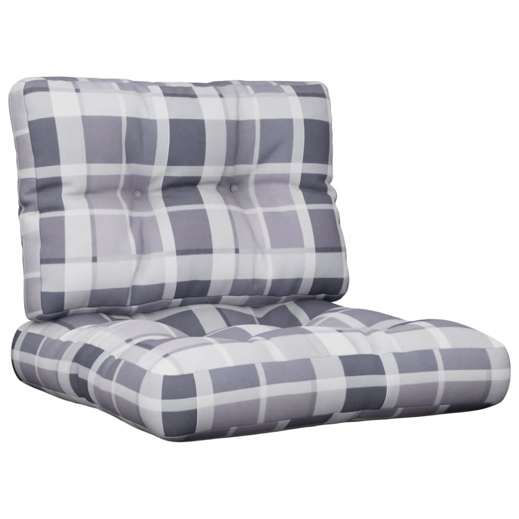 Coussin de palette 2 pièces Tissu à carreaux gris