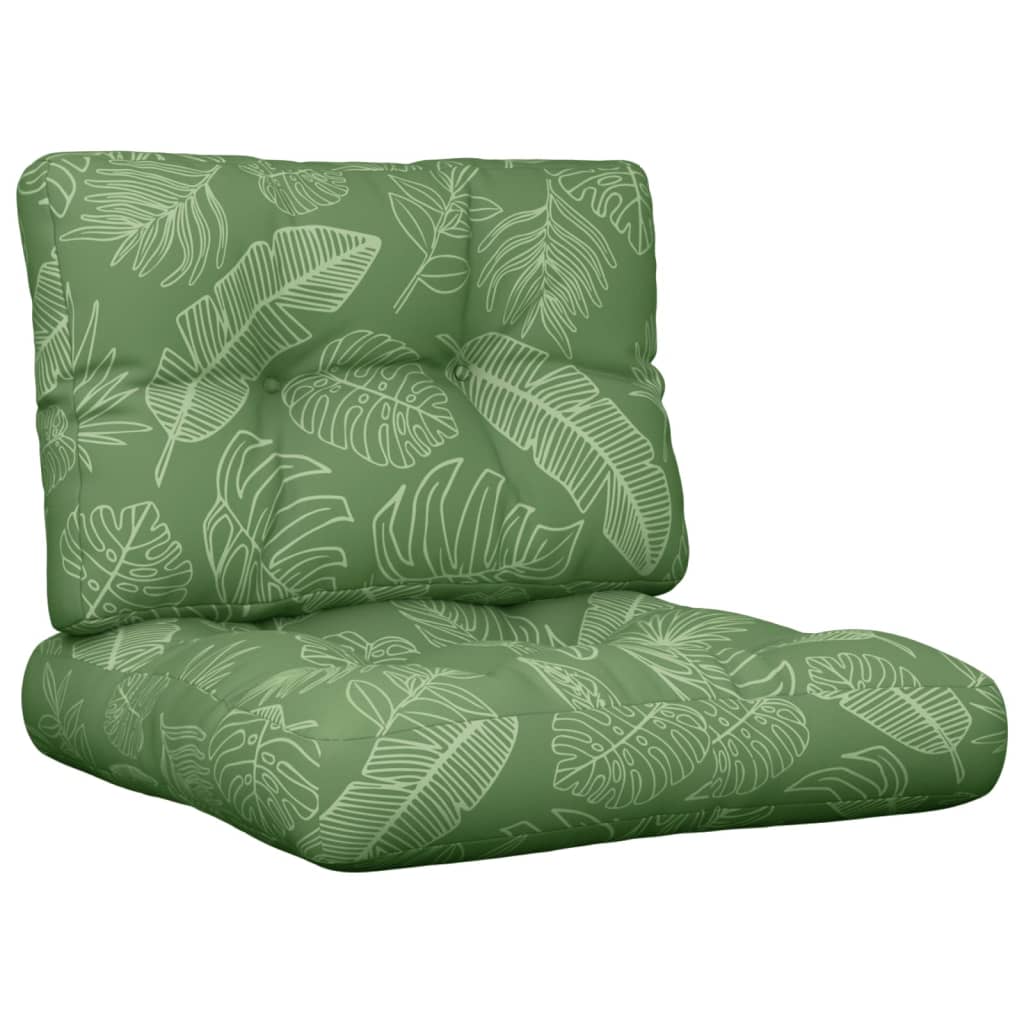 2-piece pallet cushion with leaf pattern fabric