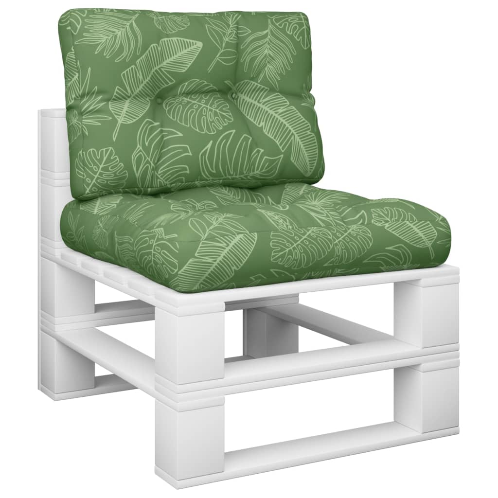 2-piece pallet cushion with leaf pattern fabric