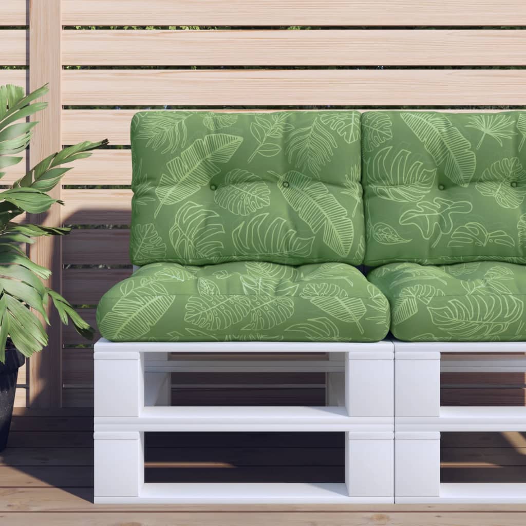 2-piece pallet cushion with leaf pattern fabric