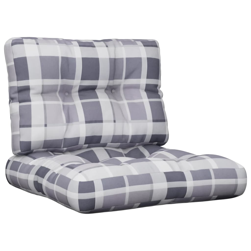 Coussin de palette 2 pièces Tissu à carreaux gris