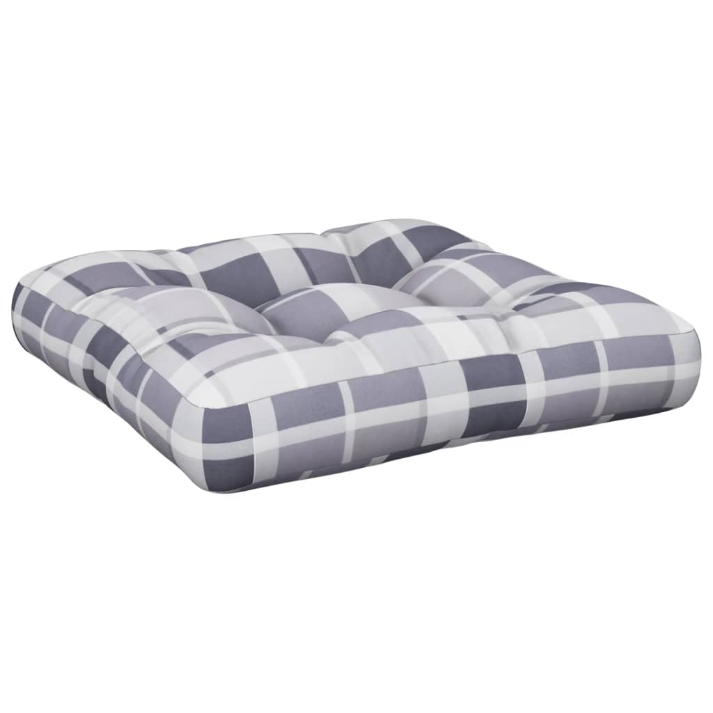 Coussin de palette 2 pièces Tissu à carreaux gris
