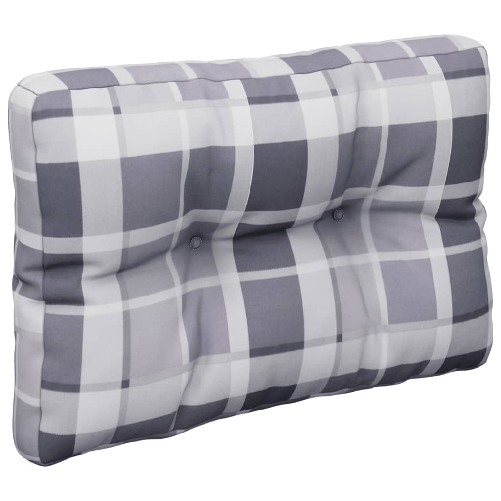 Coussin de palette 2 pièces Tissu à carreaux gris
