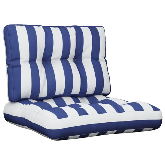 Pallet Cushion 2-pc. Blue & White Striped Fabric