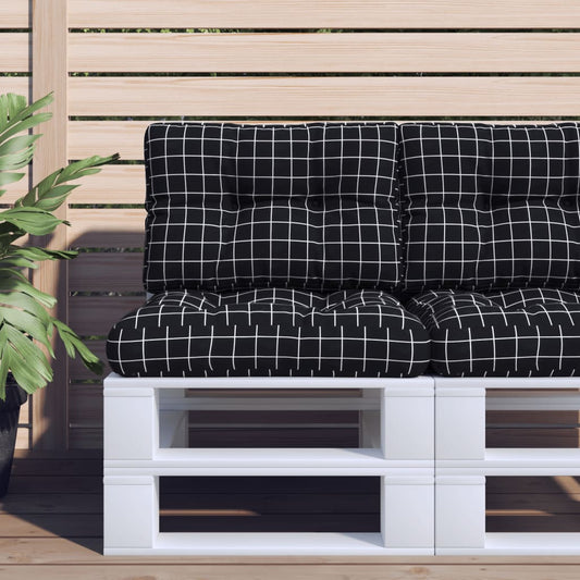 2-piece pallet cushion, black, checkered fabric