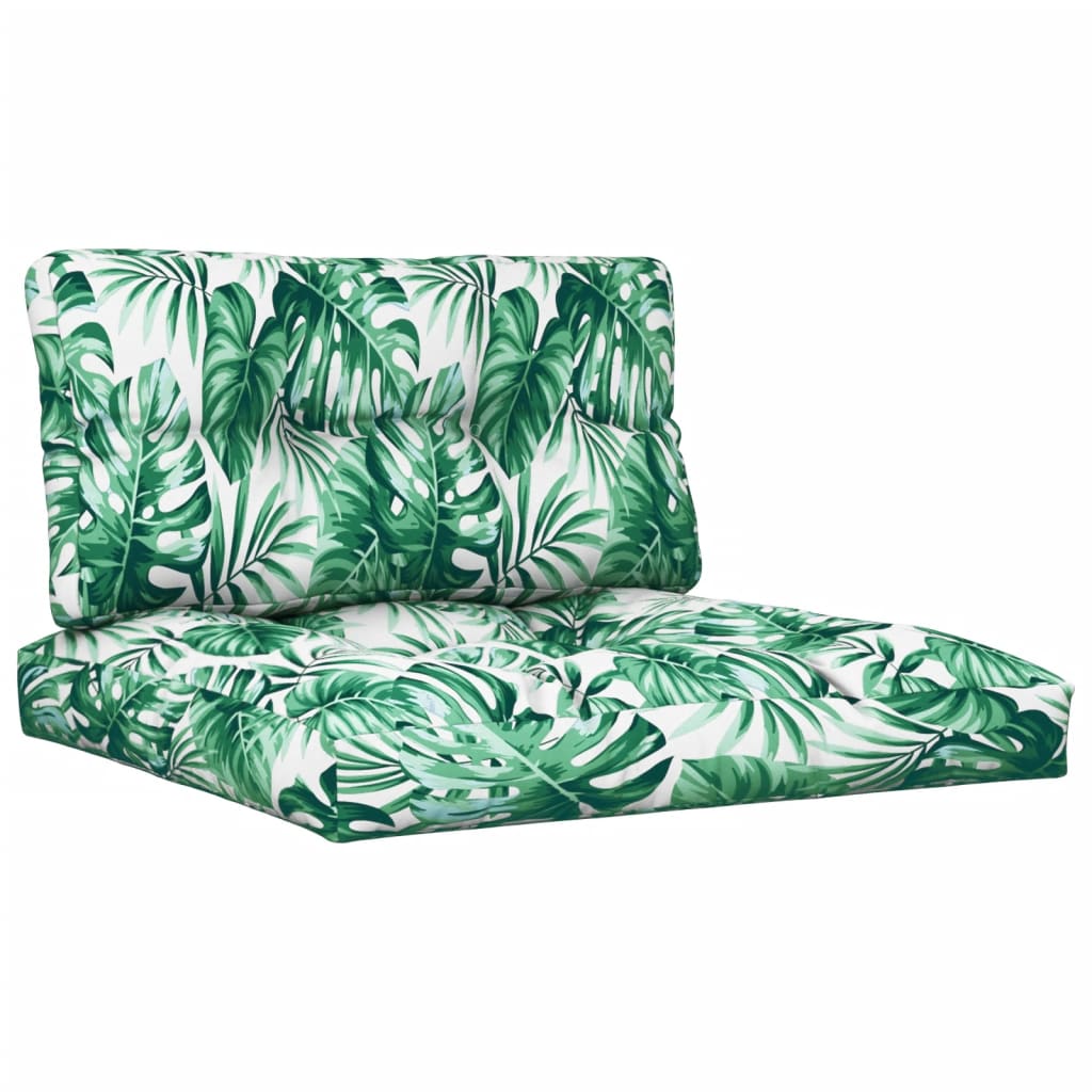2-piece pallet cushion with leaf pattern fabric
