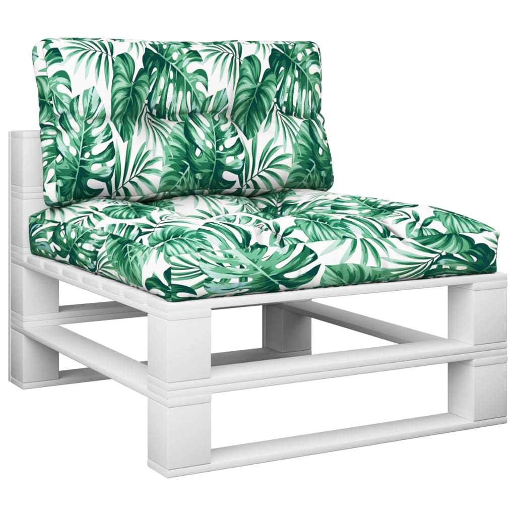 2-piece pallet cushion with leaf pattern fabric