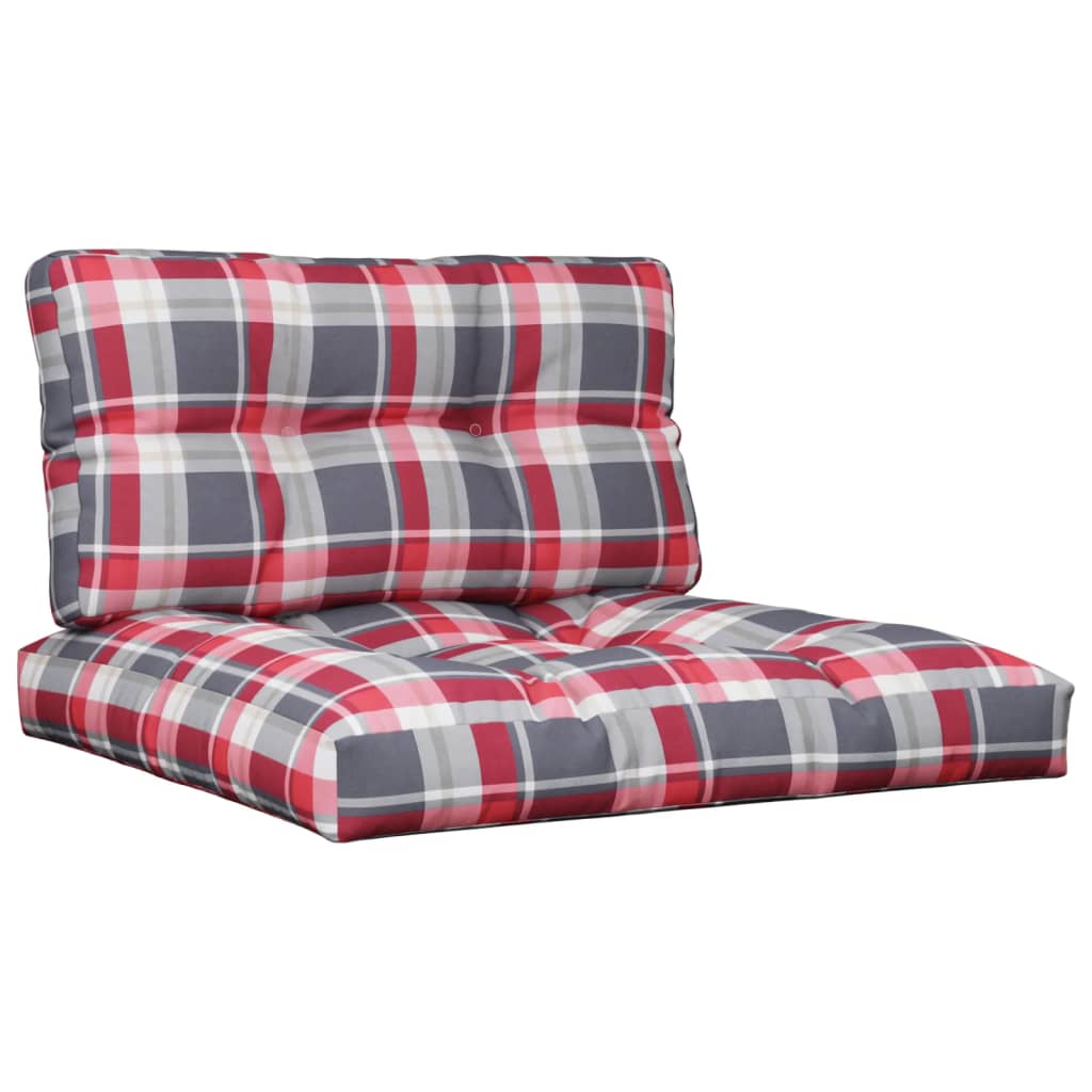 Pallet Cushion 2-piece Red Checkered Fabric