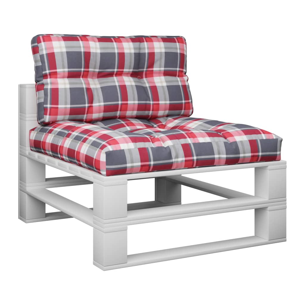 Pallet Cushion 2-piece Red Checkered Fabric
