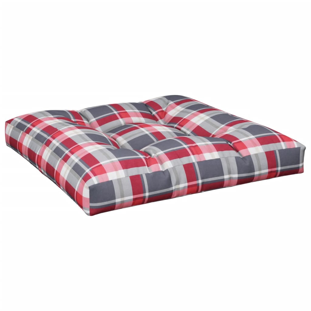 Pallet Cushion 2-piece Red Checkered Fabric