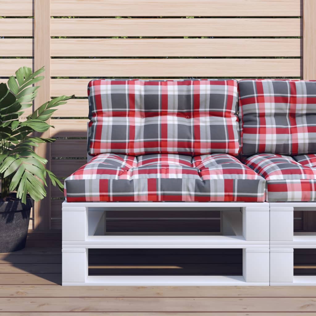 Pallet Cushion 2-piece Red Checkered Fabric
