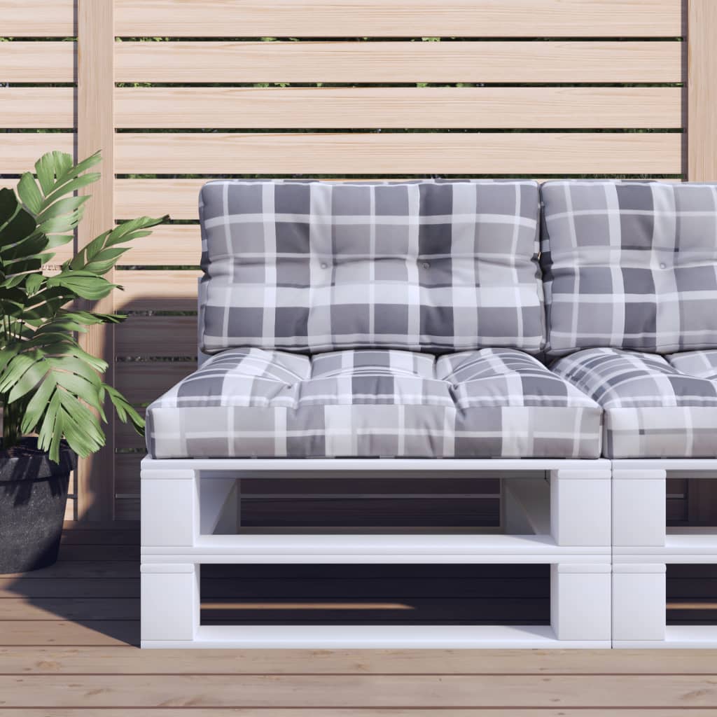 Pallet Cushions 2-pc. Grey Check Fabric