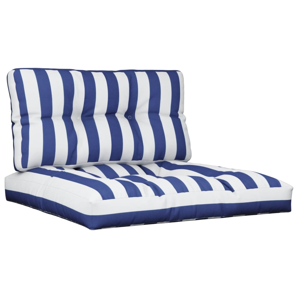 Pallet Cushion 2-pc. Blue & White Striped Fabric