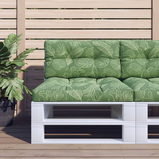 2-piece pallet cushion with leaf pattern fabric