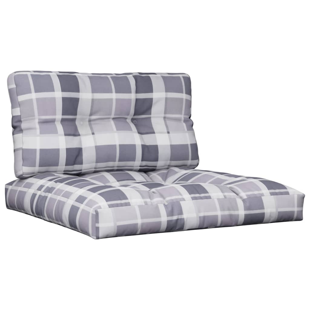 Coussin de palette 2 pièces Tissu à carreaux gris