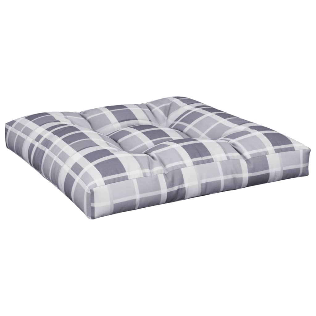 Coussin de palette 2 pièces Tissu à carreaux gris