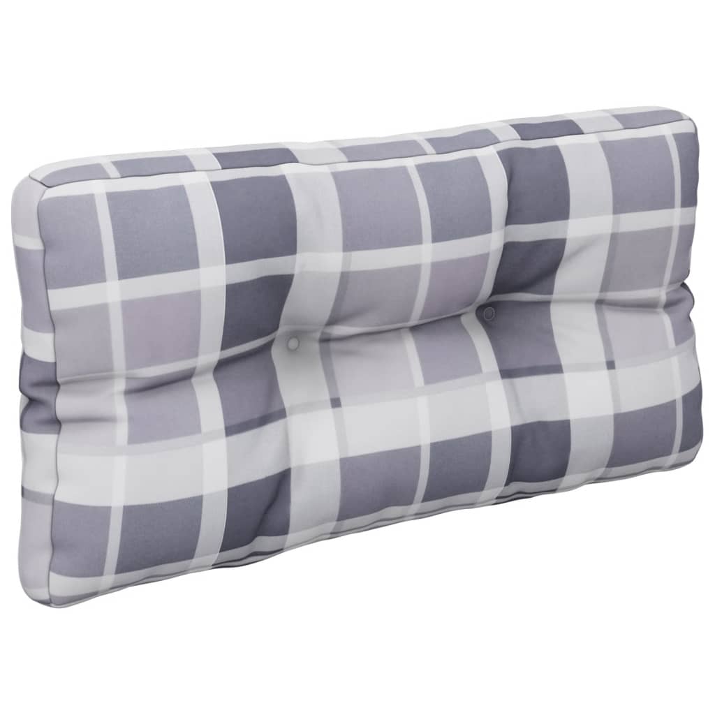 Coussin de palette 2 pièces Tissu à carreaux gris