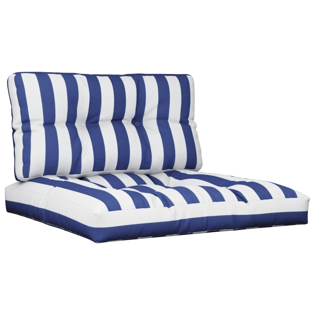 Pallet Cushion 2-pc. Blue & White Striped Fabric