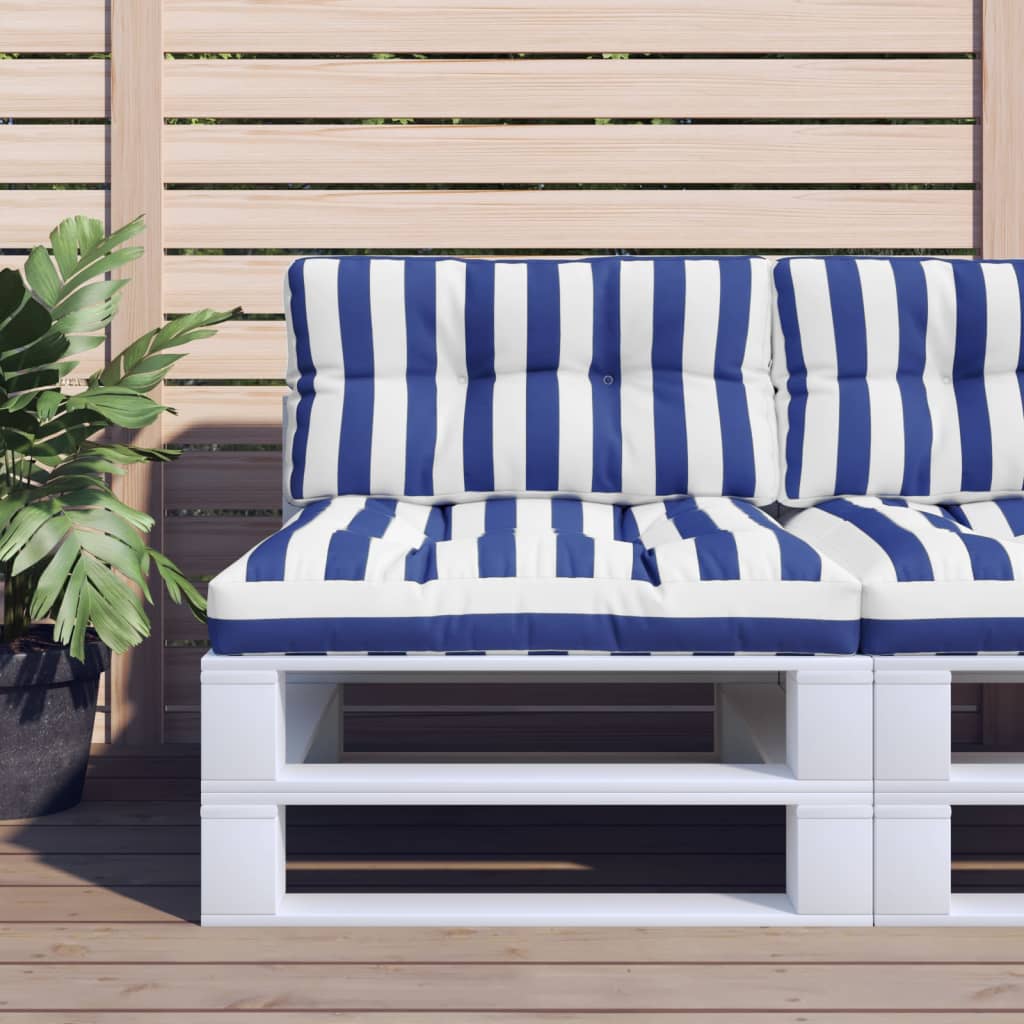 Pallet Cushion 2-pc. Blue & White Striped Fabric
