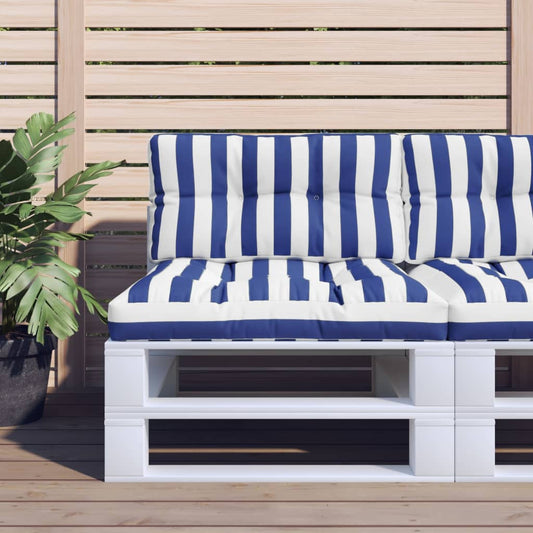 Pallet Cushion 2-pc. Blue & White Striped Fabric