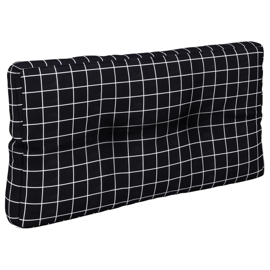 Coussin de palette 2 pièces, noir, tissu à carreaux