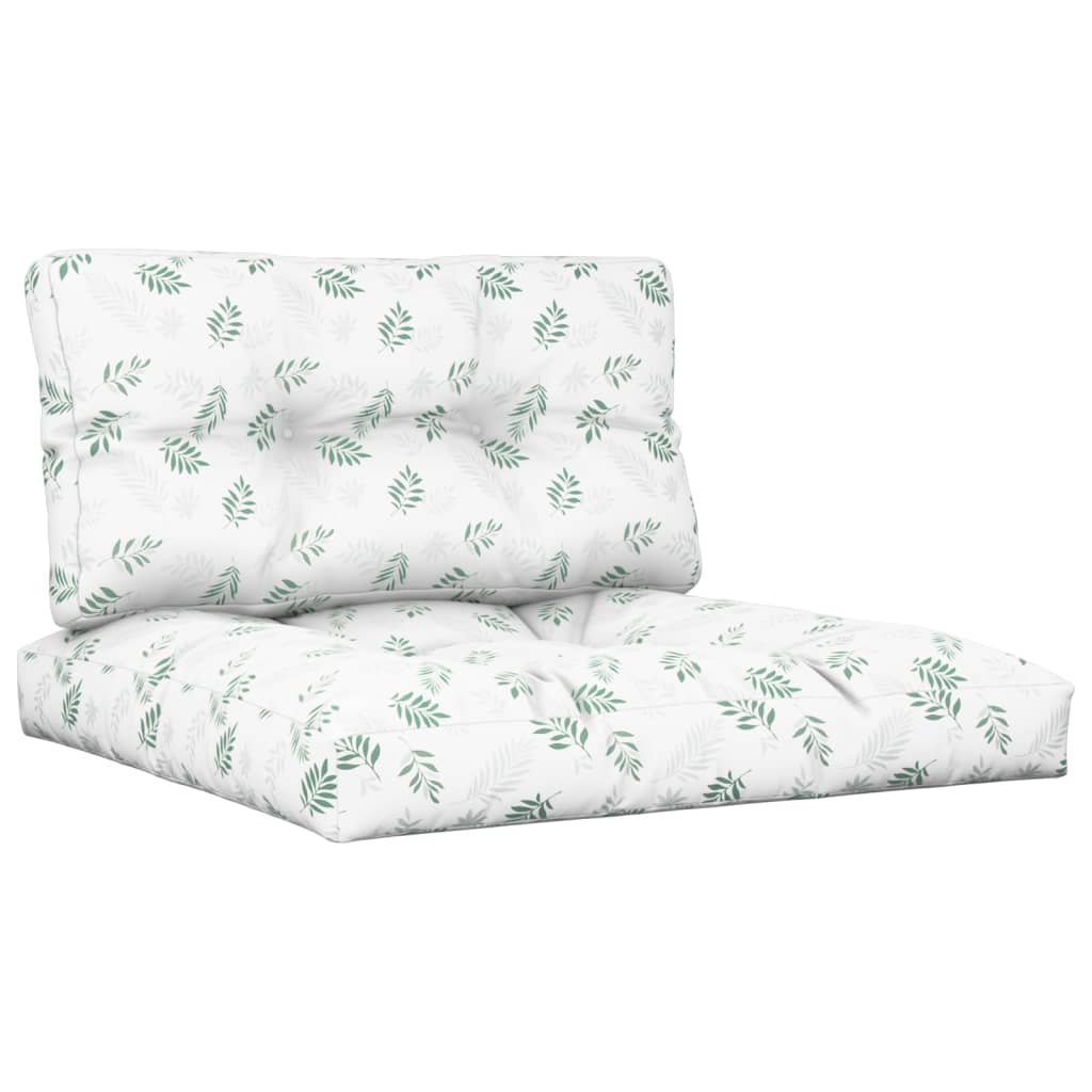 2-piece pallet cushion with leaf pattern fabric