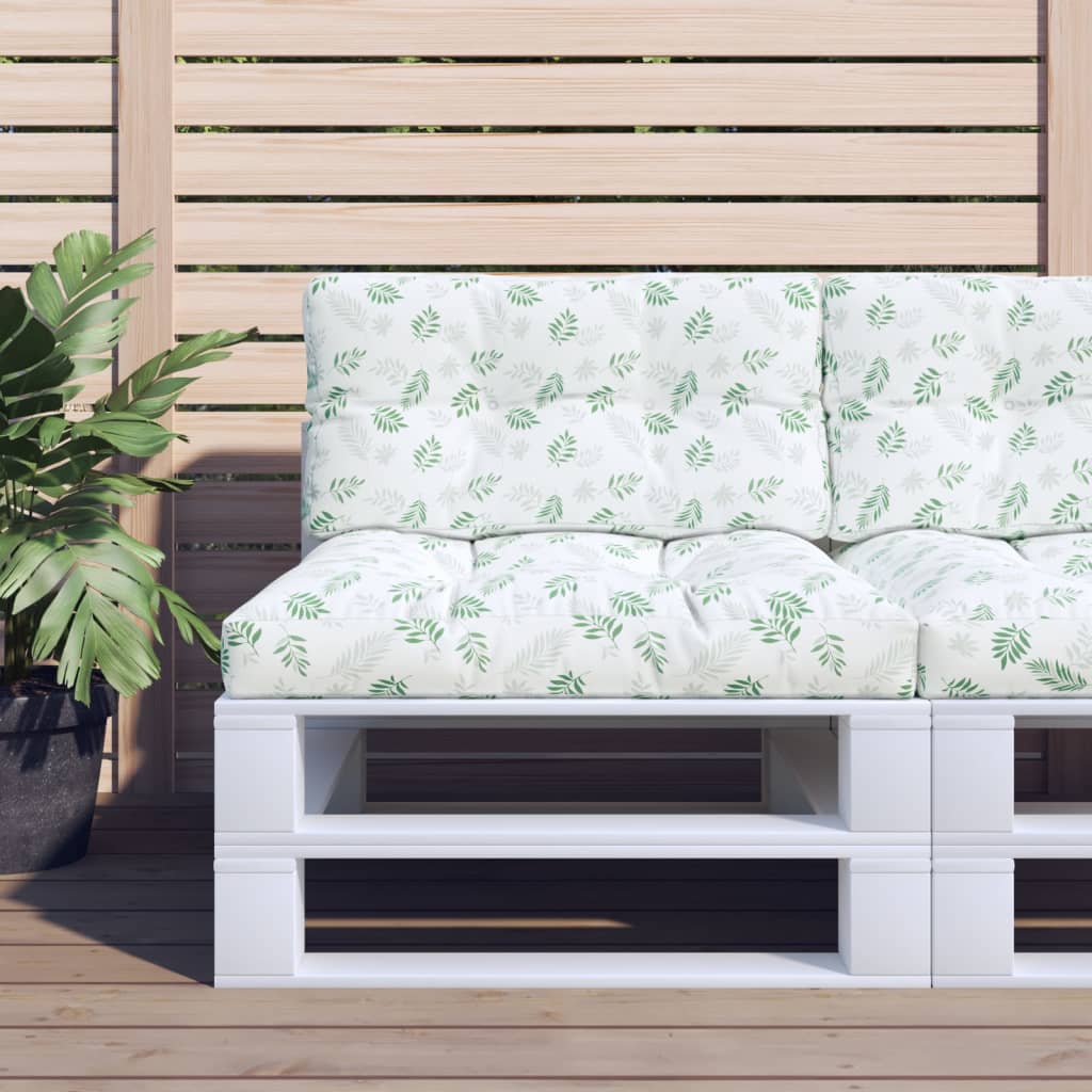 2-piece pallet cushion with leaf pattern fabric