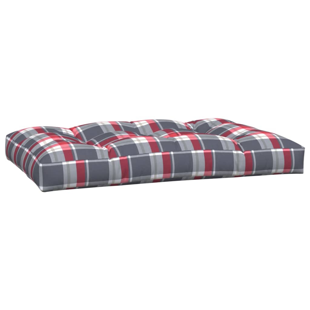 Coussin de palette 2 pièces, rouge à carreaux, tissu