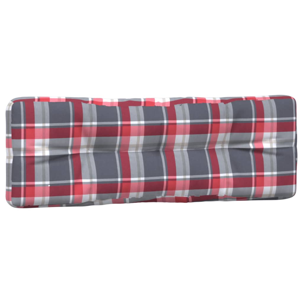 Coussin de palette 2 pièces, rouge à carreaux, tissu