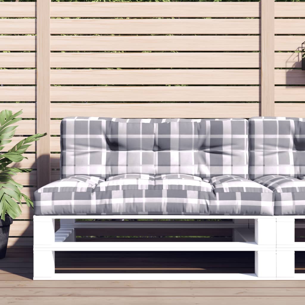 Pallet Cushions 2-pc. Grey Check Fabric