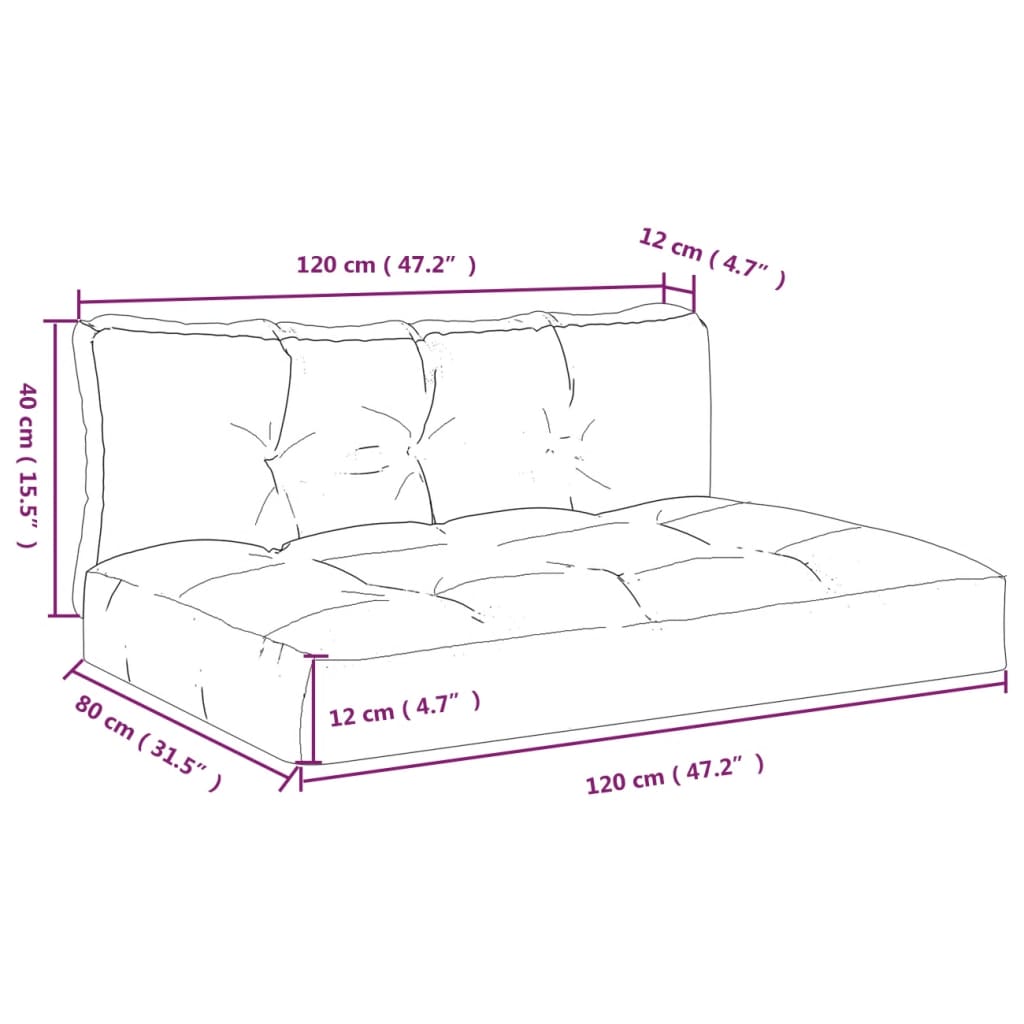 2-piece pallet cushion, black, checkered fabric