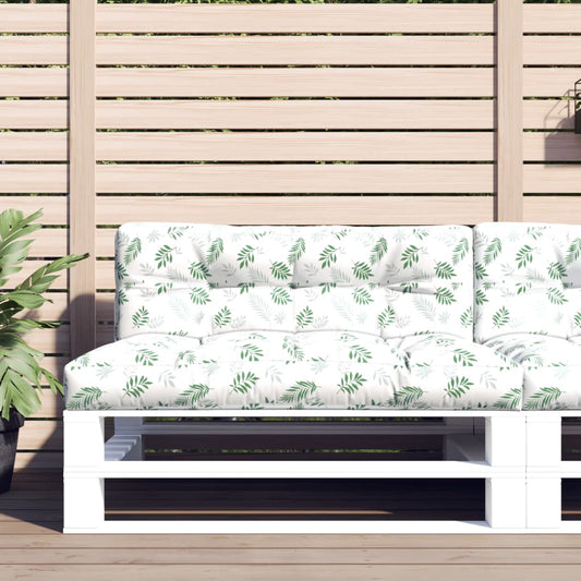 2-piece pallet cushion with leaf pattern fabric