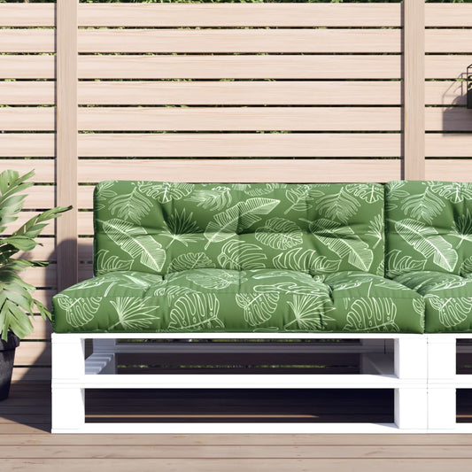 2-piece pallet cushion with leaf pattern fabric