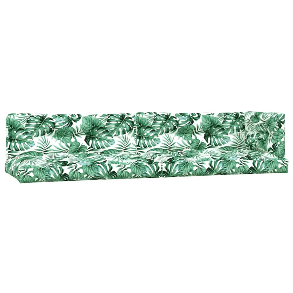 Coussin de palette 5 pièces, tissu à motif feuilles