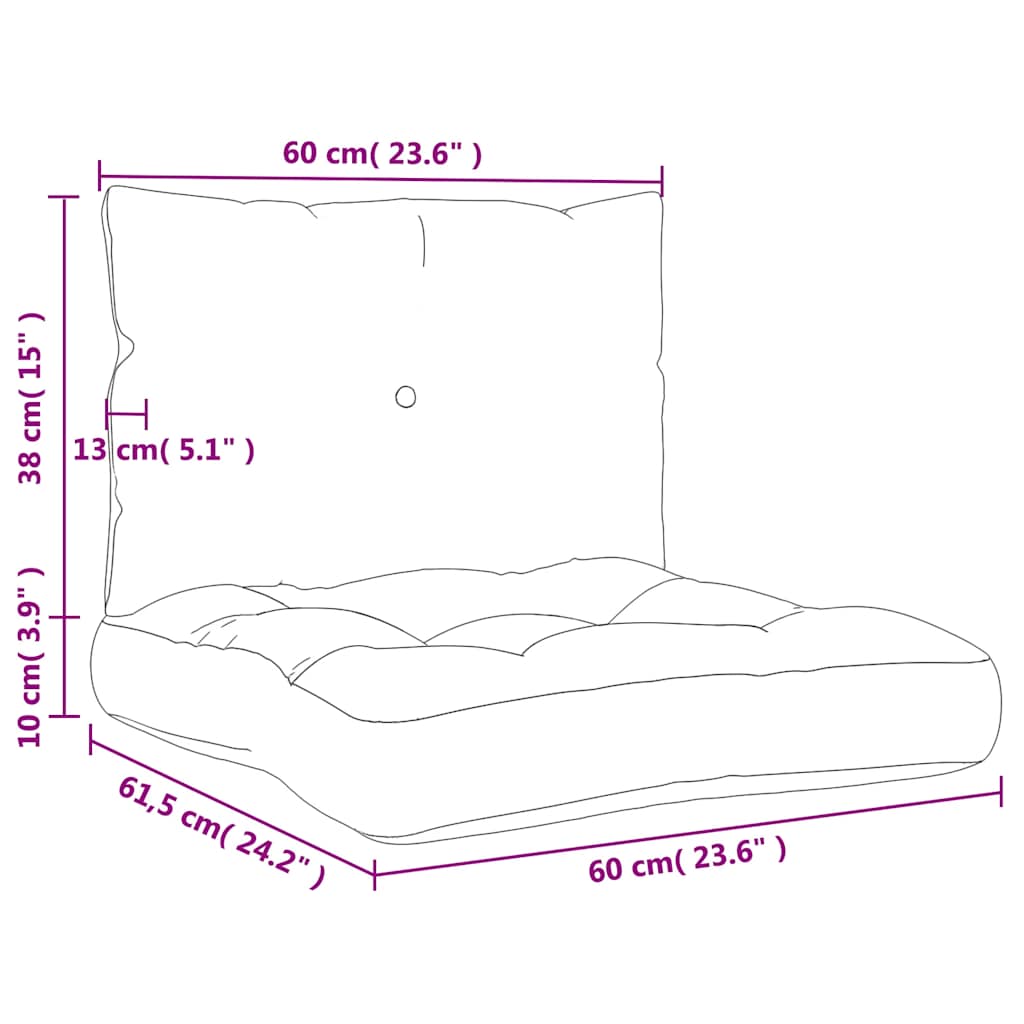 Coussin de palette 2 pièces noir tissu